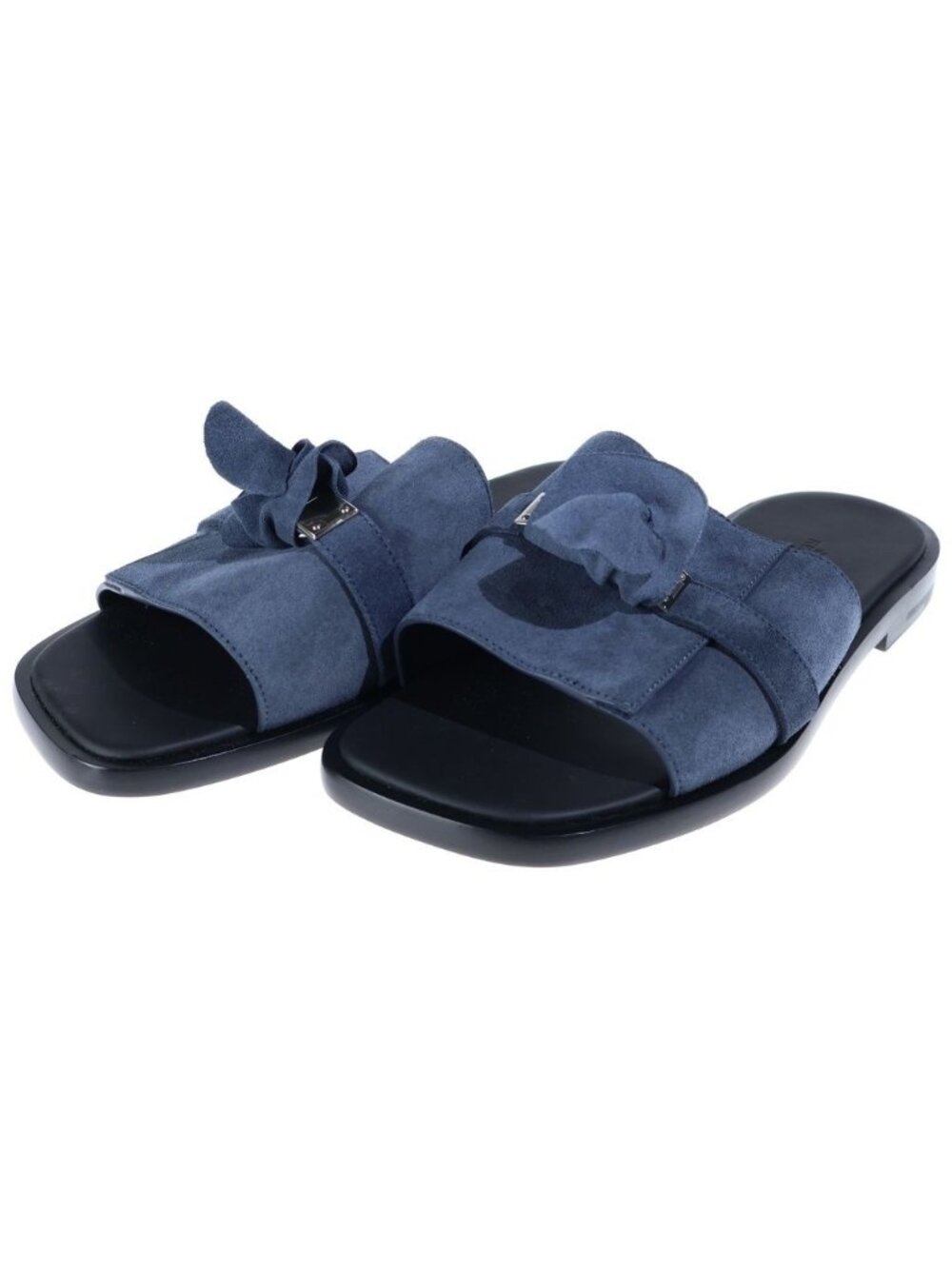 Hermes Gabrielle Suede Sandals Navy